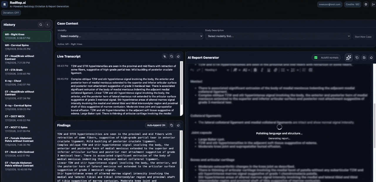 RadRep Dashboard Animation